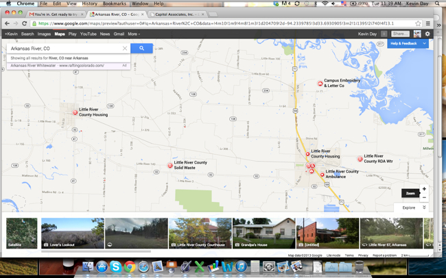 Screen shot Google Maps-Arkansas River New Google Maps "Arkansas River, CO"